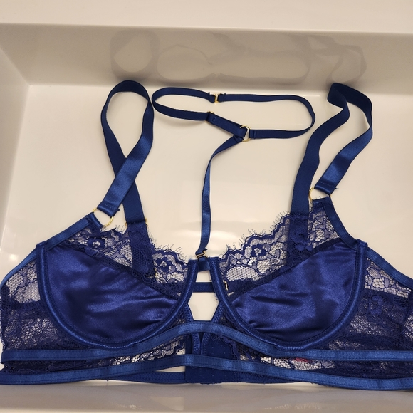 Seven Til Midnight Satin And Eyelash Lace Bra And Panty Set With Removable Harne - Picture 3 of 6